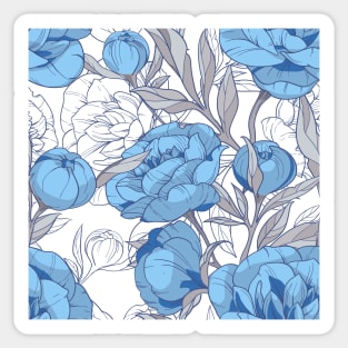 Blue and gray peonies Sticker